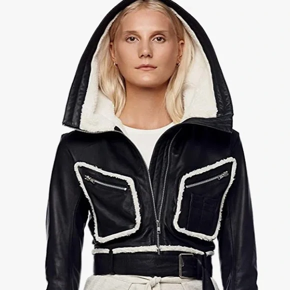 NWT Jonny Cota Leather snd Sherpa 5⭐️Fave Hoodie Moto - Picture 1 of 11